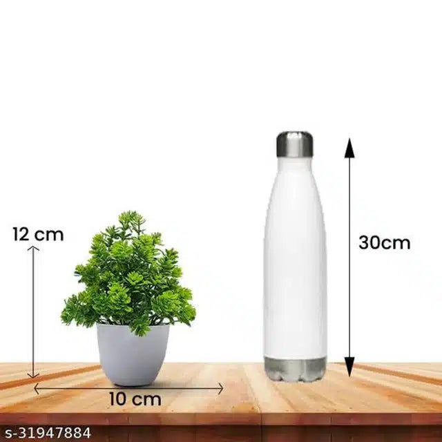 Artificial Plants with Pot (Green & White, Pack of 4) 13438