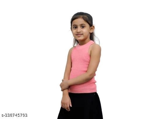 Cotton Blend Solid Top for Girls (Pink, 2 - 3 Years) - My Fashion Sell