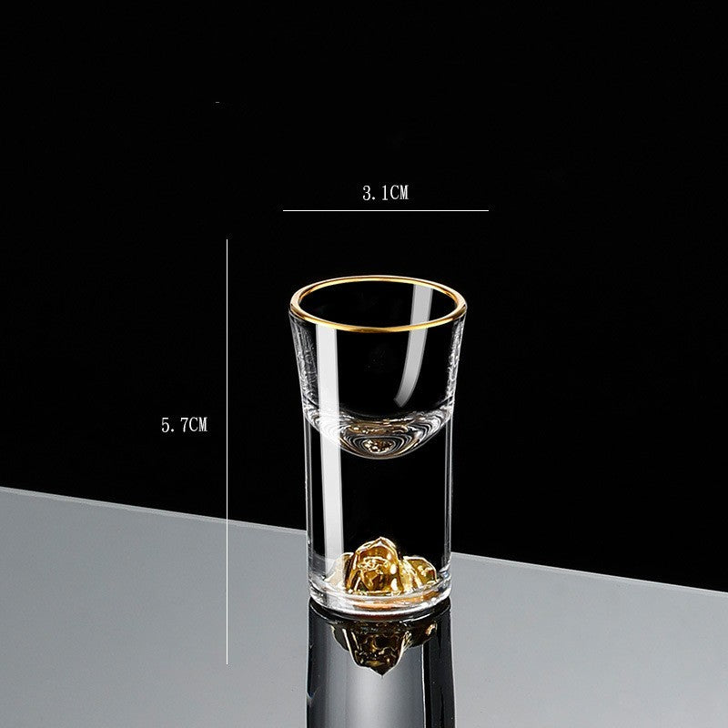 Small Crystal Glass One-shot Cup Divider Gold Foil Liquor Cup My Store