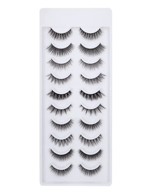 Fake Eyelashes, Long Natural Eyelashes, Faux Mink Fake Eyelash Volume Lashes ( Pack of 10 ) Dropdash