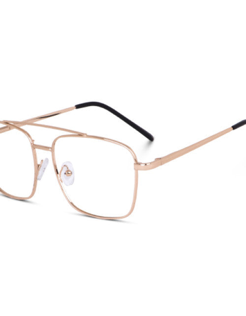 Full Rim Square Anti Glare & Blue Cut Computer Glasses (Free Size) For (Men & Women) (Golden) Dropdash