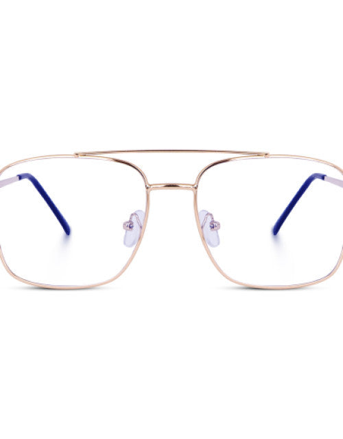 Full Rim Square Anti Glare & Blue Cut Computer Glasses (Free Size) For (Men & Women) (Golden) Dropdash