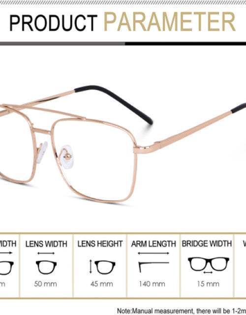 Full Rim Square Anti Glare & Blue Cut Computer Glasses (Free Size) For (Men & Women) (Golden) Dropdash