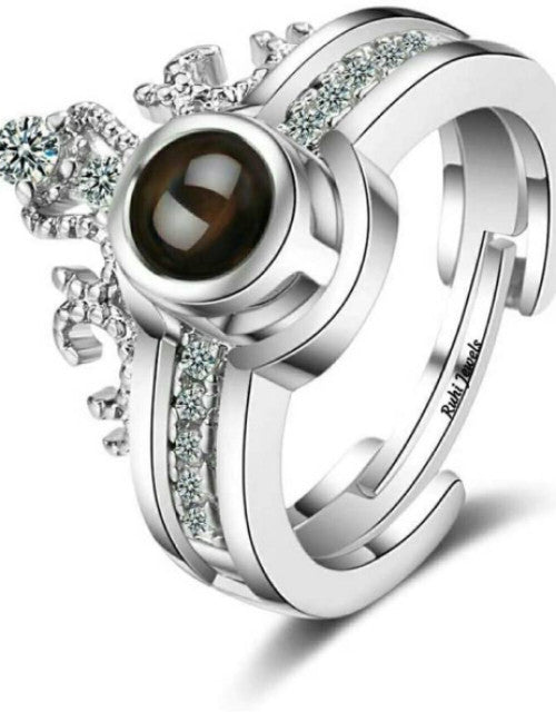 Glossy Finish Alloy Cubic Zirconia Sterling Silver Plated Ring Dropdash