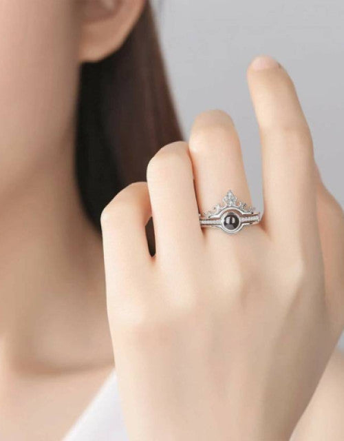 Glossy Finish Alloy Cubic Zirconia Sterling Silver Plated Ring Dropdash