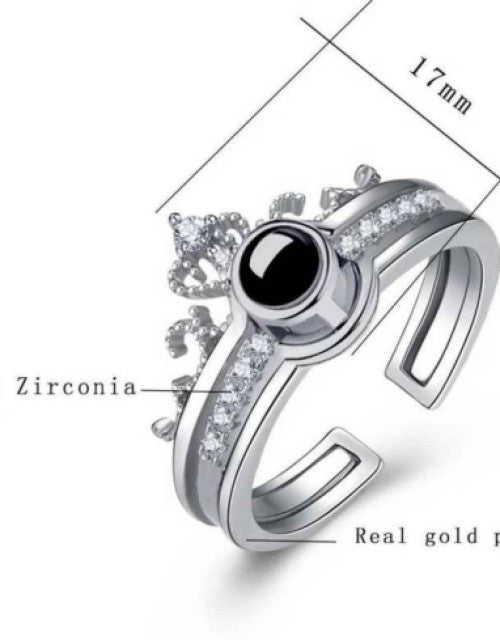 Glossy Finish Alloy Cubic Zirconia Sterling Silver Plated Ring Dropdash