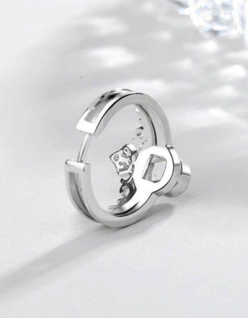 Glossy Finish Alloy Cubic Zirconia Sterling Silver Plated Ring Dropdash