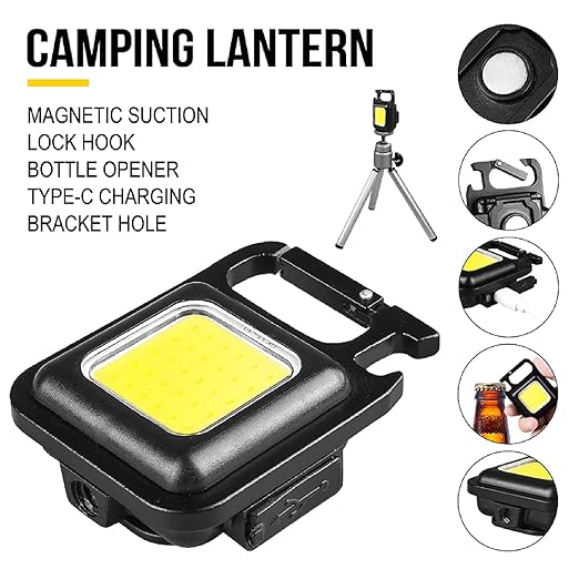 Keychain LED Light 2-Hours Battery Life with Bottle Opener, Magnetic Base and Folding Bracket SourceInfi
