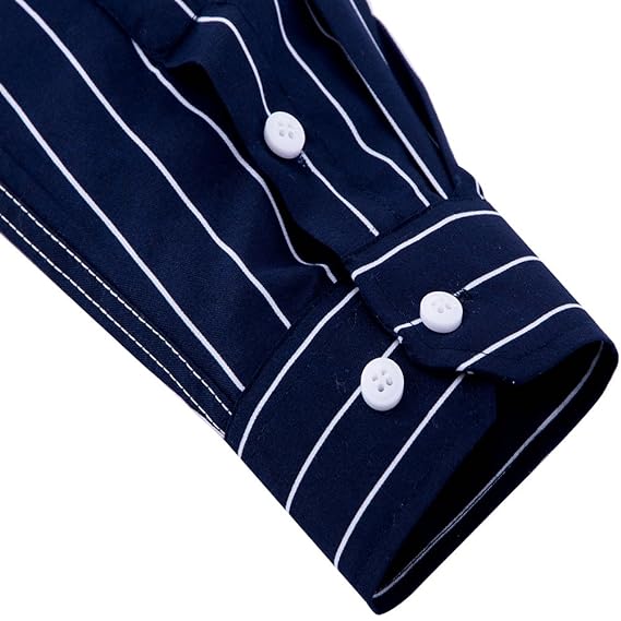 Men's Casual Business Vertical Striped Sleeved Button Up Dress Shirt ( Pack of 2 ) SourceInfi