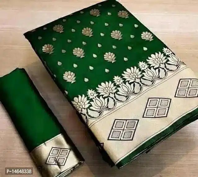 Jacquard Printed Saree for Women (Dark Green, 6.3 m) - My Fashion Sell