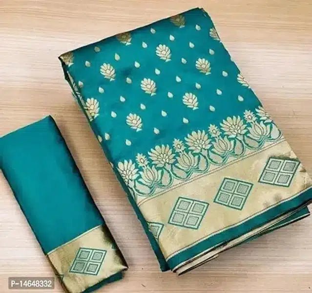 Jacquard Printed Saree for Women (Dark Green, 6.3 m) - My Fashion Sell