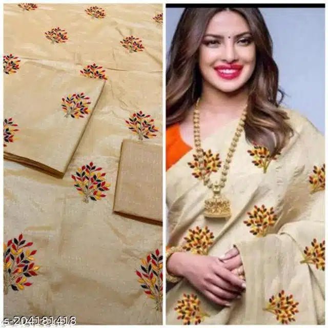 Jacquard Saree For Women (Off White, 6.3m) - My Fashion Sell