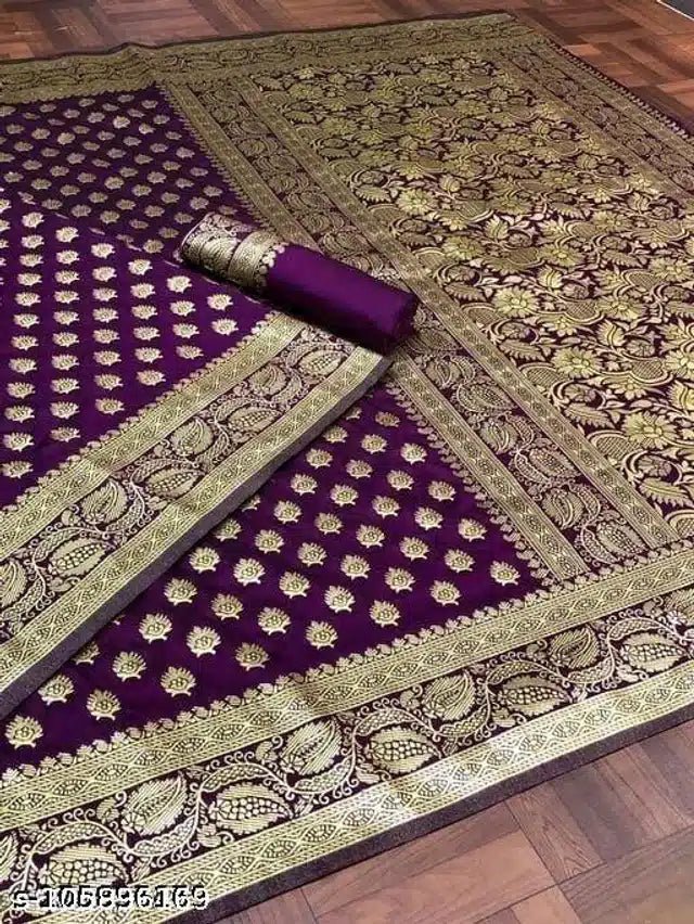 Jacquard Saree For Women (Red, 6.3m) - My Fashion Sell