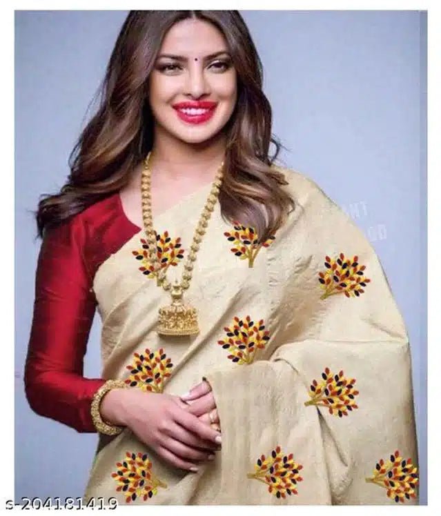 Jacquard Saree (Off White, 6.3m) - My Fashion Sell