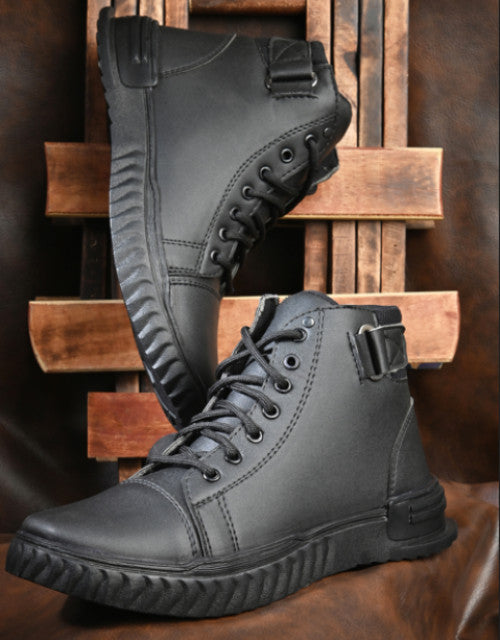 Lace Up Black Boots For Men Dropdash