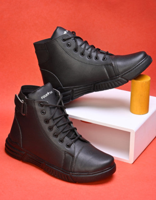 Lace Up Black Boots For Men Dropdash