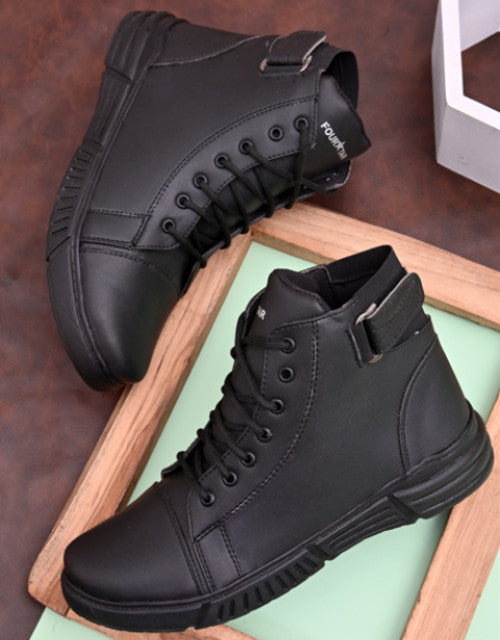 Lace Up Black Boots For Men Dropdash