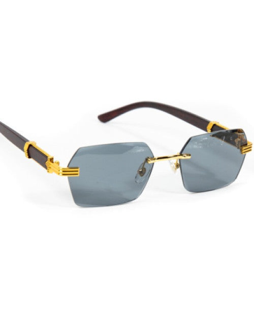 Latest Attractive Rimless Retro Squire Sunglasses Gold Black Dropdash