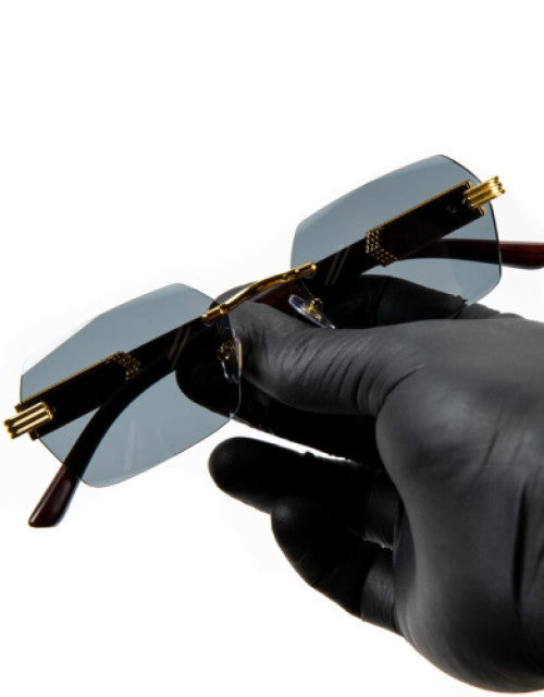 Latest Attractive Rimless Retro Squire Sunglasses Gold Black Dropdash