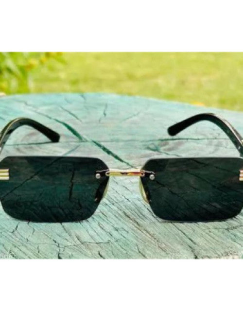Latest Attractive Rimless Retro Squire Sunglasses Gold Black Dropdash