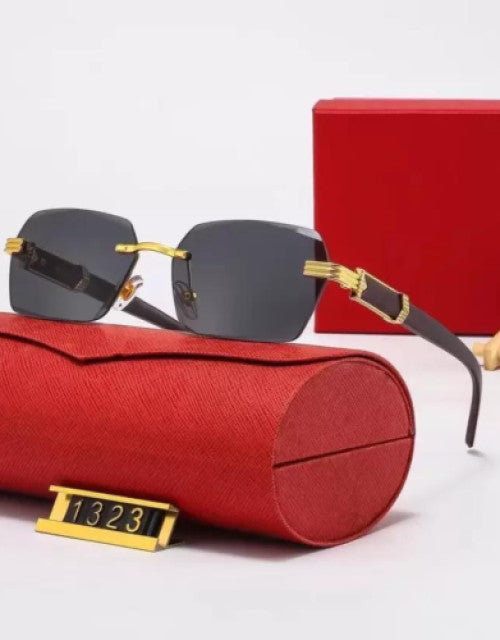 Latest Attractive Rimless Retro Squire Sunglasses Gold Black Dropdash