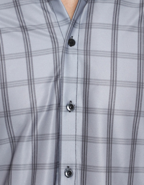 Men Regular, Slim Fit Checkered Ribbed Collar Casual Shirt Dropdash