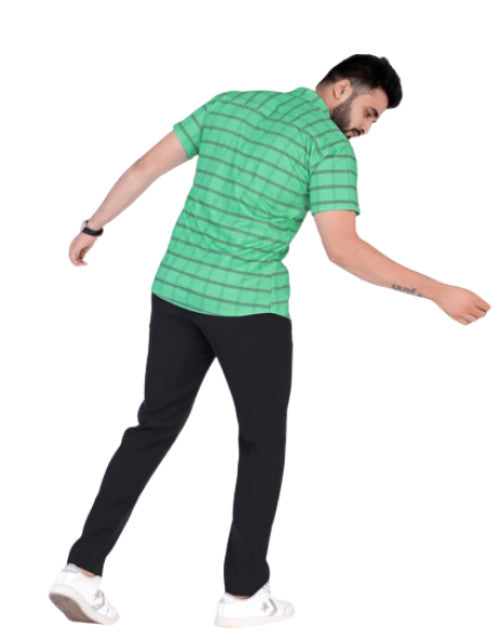 Men Slim Fit Checkered Ribbed Collar Casual Shirt Dropdash