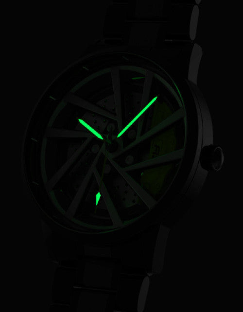 Men’s Black RS Blade Spinning Wrist Watch with Green Caliper Dropdash