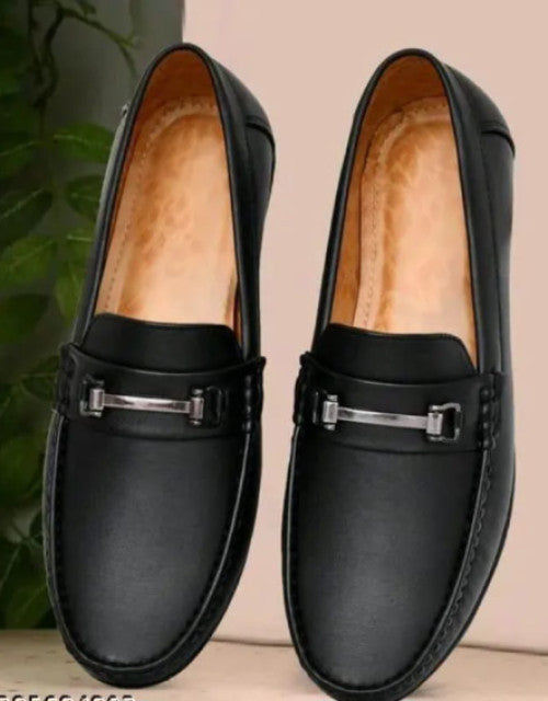 Men's Hugh-01 Black Faux Leather Driving Penny Loafers Boat Shoes Dropdash