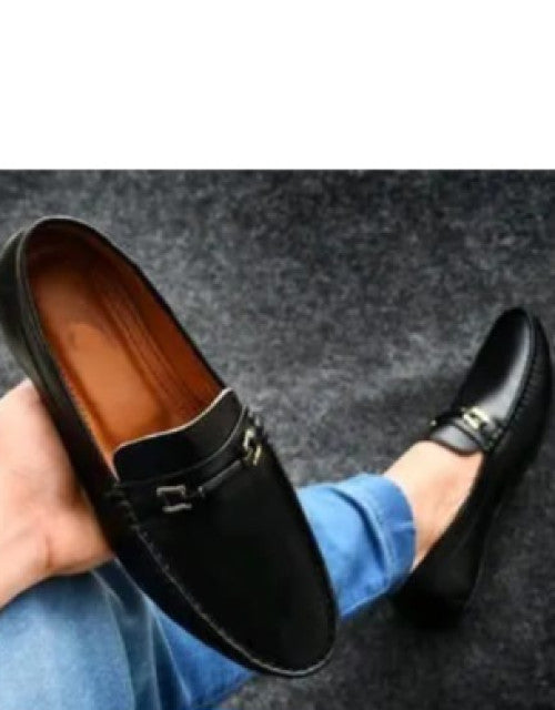 Men's Hugh-01 Black Faux Leather Driving Penny Loafers Boat Shoes Dropdash