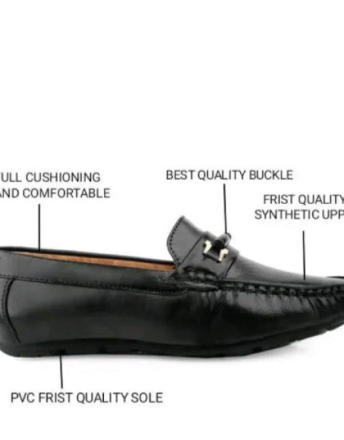 Men's Hugh-01 Black Faux Leather Driving Penny Loafers Boat Shoes Dropdash