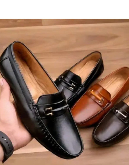 Men's Hugh-01 Black Faux Leather Driving Penny Loafers Boat Shoes Dropdash