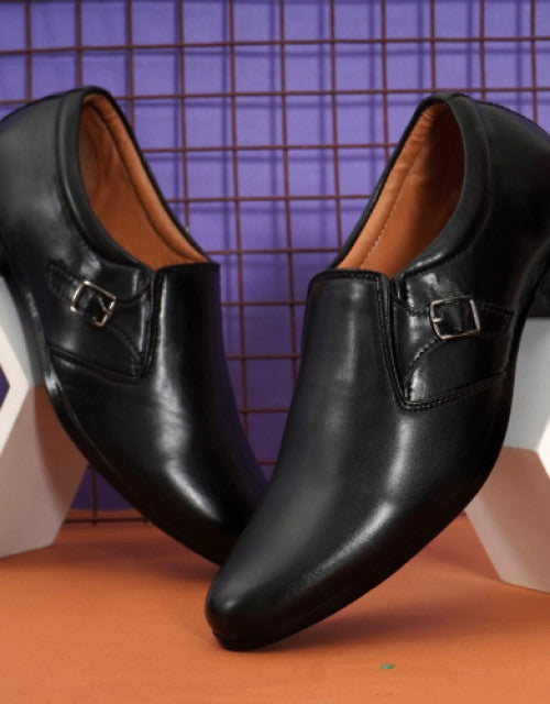 Men's Leather Formal Shoes for Men (Black) Dropdash