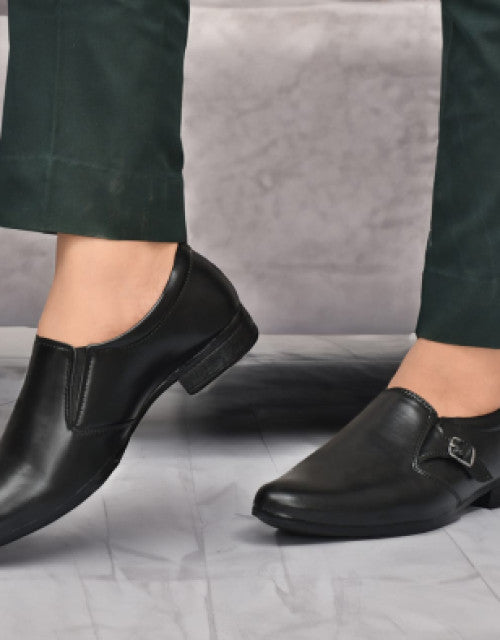 Men's Leather Formal Shoes for Men (Black) Dropdash