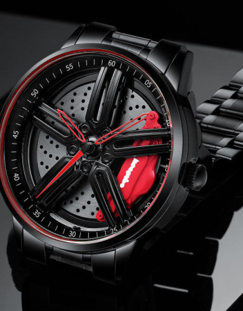 Mens New Car Wheel Rotating Wrist Watch Dropdash