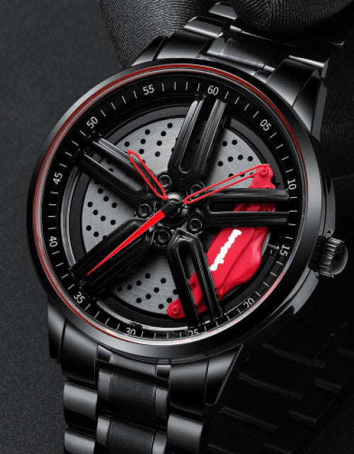 Mens New Car Wheel Rotating Wrist Watch Dropdash