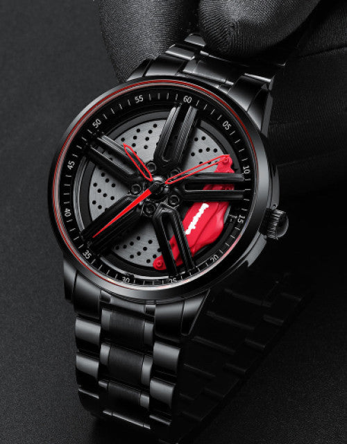 Mens New Car Wheel Rotating Wrist Watch Dropdash