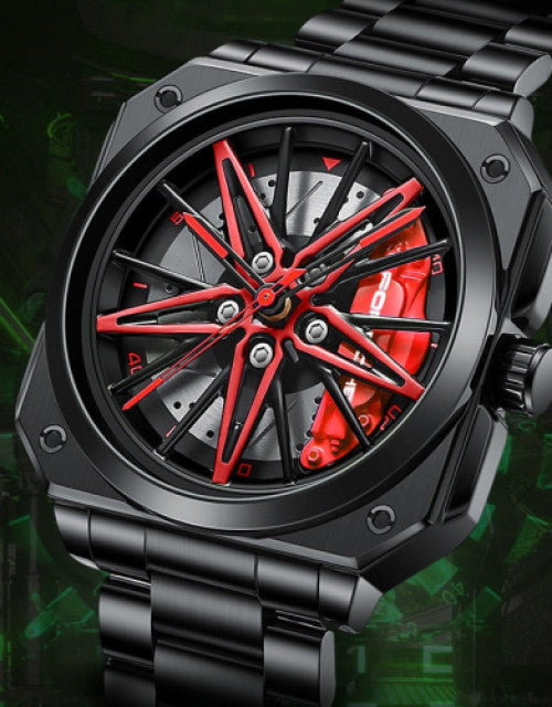 Mens New Car Wheel Rotating Wrist Watch Dropdash