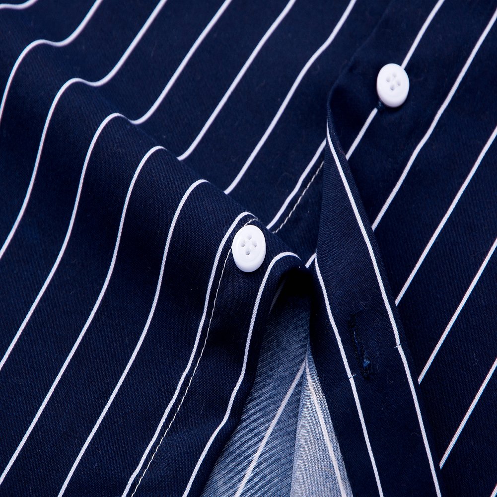Men's Casual Business Vertical Striped Sleeved Button Up Dress Shirt (Pack of 3) SourceInfi