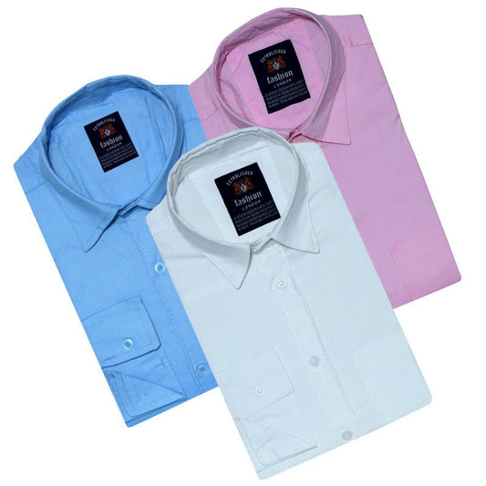 Pack of 3 Plain Shirts - My Fashion Sell