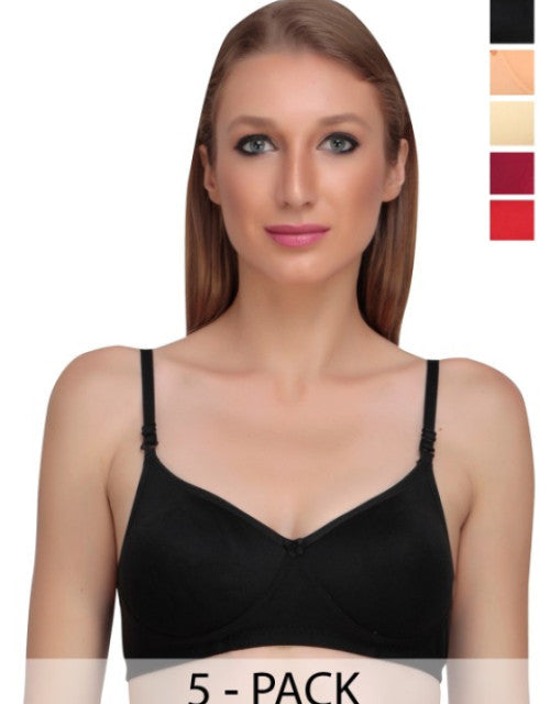 Pack of 5 Full Coverage Non-Padded Everyday Bra With All Day Comfort Dropdash