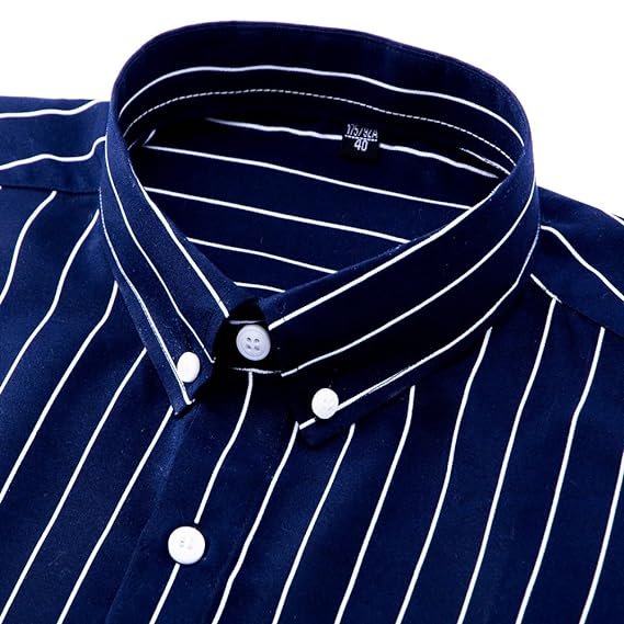 Men's Casual Business Vertical Striped Sleeved Button Up Dress Shirt ( Pack of 2 ) SourceInfi