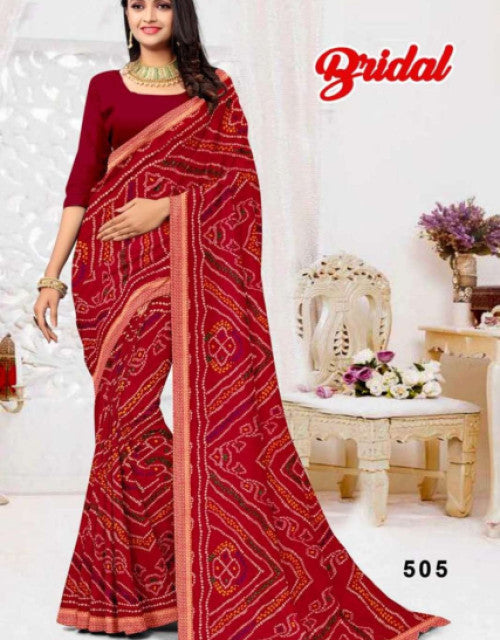 Printed Bollywood Georgette Saree (Maroon) Dropdash