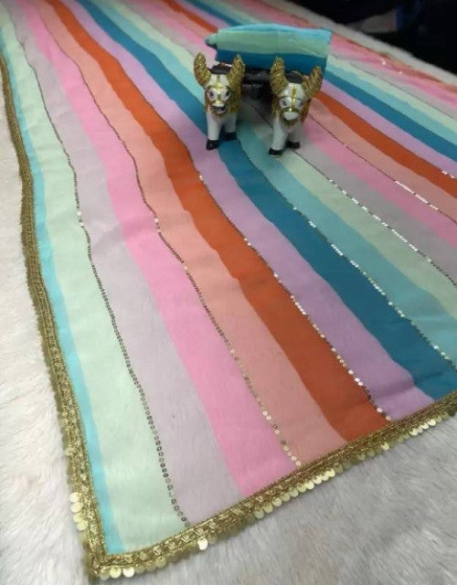 Printed, Self Design, Digital Print, Color Block, Blocked Printed, Woven, Checkered Daily Wear Georgette Saree Dropdash