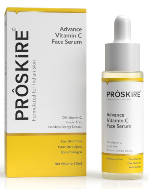 Proskire 10% Advance Vitamin C Serum With Ferulic Acid, For Dark Spots Pigmentation & Glowing Face - 30 ml (Pack of 1) Dropdash