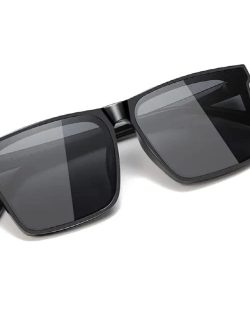 Square Sunglasses For Men's and Women's UV Protected Black Matte and Polycarbonate frame (Medium) Dropdash