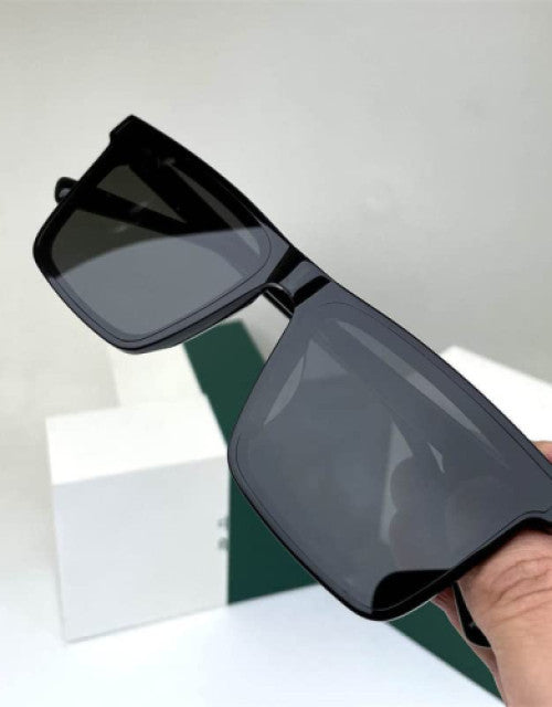 Square Sunglasses For Men's and Women's UV Protected Black Matte and Polycarbonate frame (Medium) Dropdash