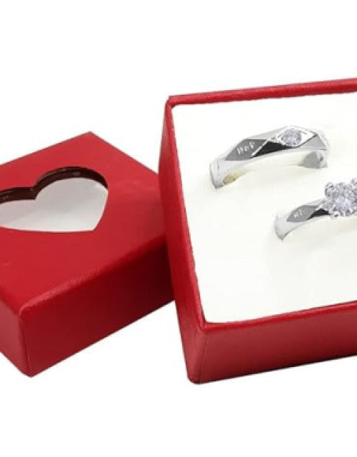 Uniqon Silver Color Stainless Steel Crystal Nug Diamond Stone Romantic Couple Finger Rings Dropdash