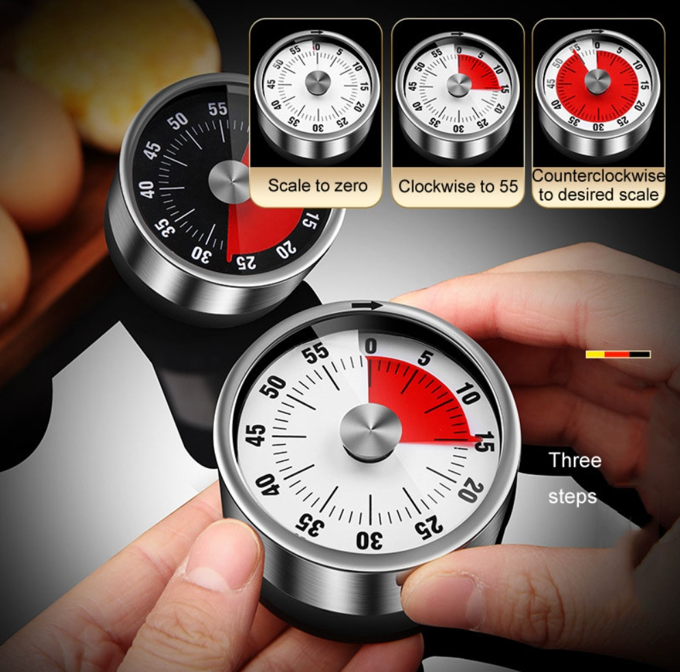 Stainless Steel Mechanical Timer Student Time Management Reminder Baking Alarm Clock SourceInfi