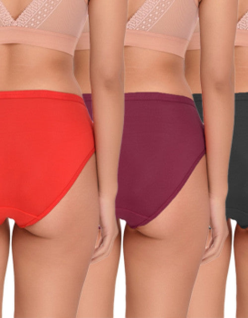 Women Bikini Cotton Multicolor Panty (Pack of 3) Dropdash